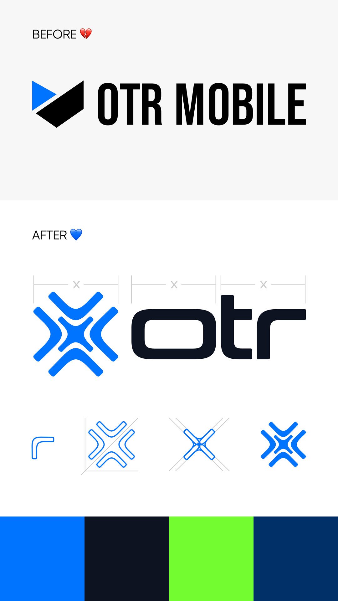 Brand Evolution: Logo and Color Palette Transformation for OTR the best wifi connection.